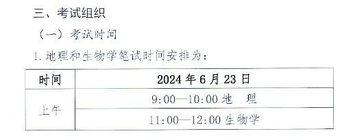 河北2024年地理和生物學學業考試安排出爐!